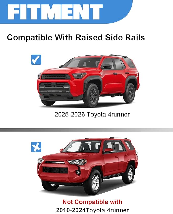 FengYu 300lb Lockable Roof Rack Cross Bars Compatible with Toyota 4Runner 2025 2026 with Raised Side Rails, Heavy Duty Aluminum Roof Rails Crossbars Cargo Bars Canoe Rooftop Black Carrier Luggage