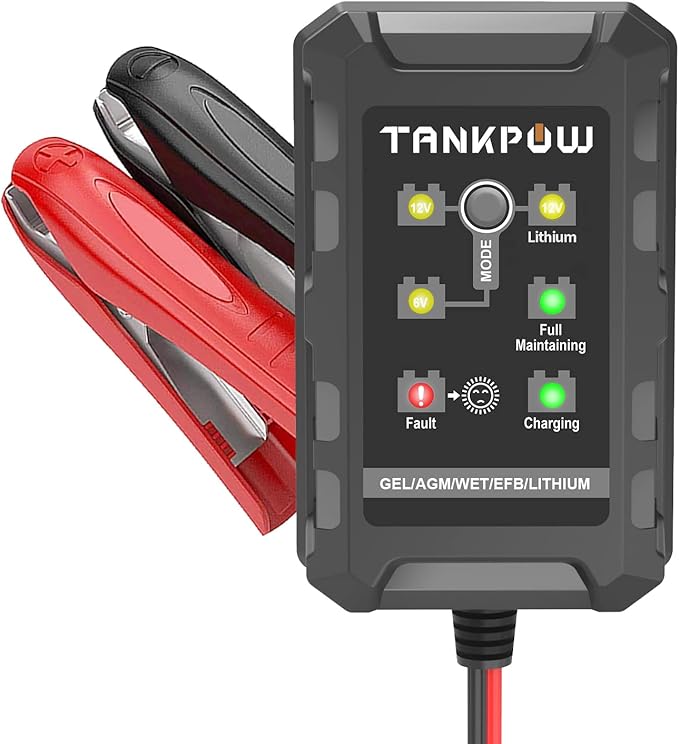 1.5-Amp Car Battery Charger,6V/12V/14.6V Automotive Battery Chargers,Battery Maintainer,Trickle Charger,Float Charger for Cars,Motorcycle,ATV,Gel,AGM,12V Lithium(LiFePO4) Deep Cycle Batteries