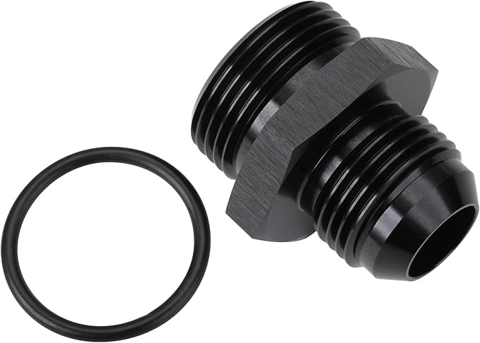 12AN Male Flare to 16AN ORB O-ring Boss Fuel Pump Rail Adapter Fitting Aluminum Black