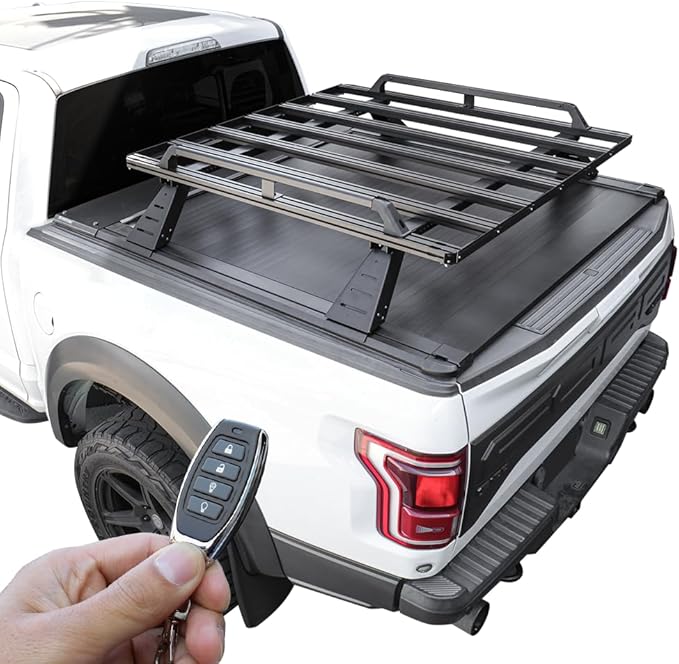 Syneticusa ER Power Retract Hard Tonneau Cover with Storage Cargo Platform R2 Rack Fits 2016-2026 Tacoma 5' Bed Off Road Retractable
