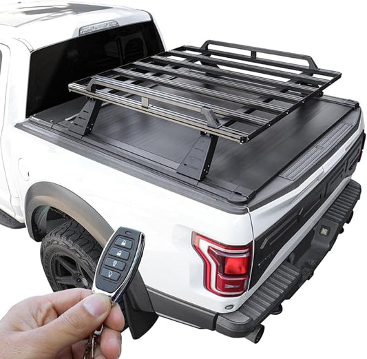 Syneticusa ER Power Retract Hard Tonneau Cover with Storage Cargo Platform R2 Rack Fits 2016-2026 Tacoma 5' Bed Off Road Retractable
