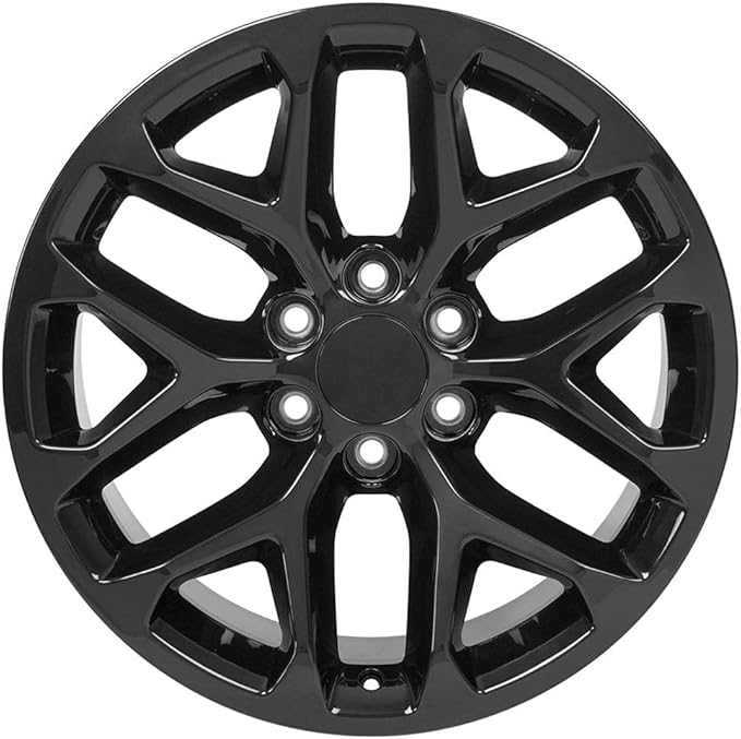 OE Wheels CV98B 20 Inch Rims and Tires Fit Silverado 1500 Snowflake Style 6x139.7 20x9 Gloss Black - Hollander 5668 - TerraMax RT 275/55-20 (Set of 4)