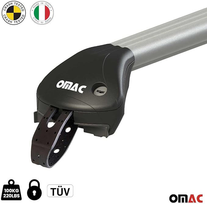 OMAC Roof Rack Cross Bars for Ford Transit Connect 2010-2013 Heavy Duty Telescopic 220Lbs Aluminium Silver 2Pcs fits Cargo Carriers Kayak Canoe Bike Snowboard