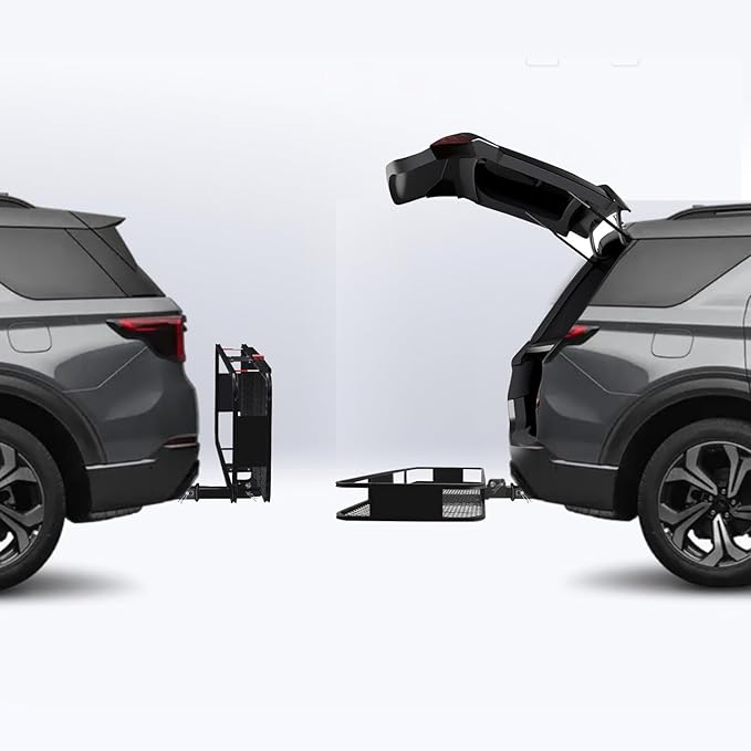 FORWODE 60x20x6 Hitch Carrier for 2 Inch Receiver, 500LB Capacity Hitch Mount Rack with Folding Cargo Basket, Rust-Resistant Coat, Includes Cargo Bag, Cargo Net, Hitch Stabilizer,Ratchet Straps