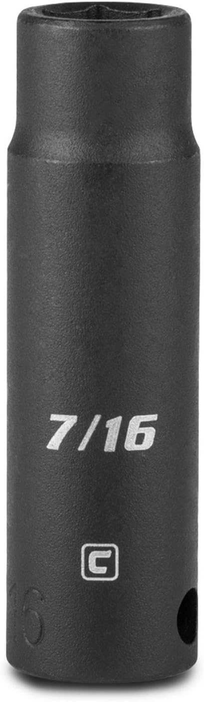 Capri Tools Deep Impact Socket, 3/8-Inch Drive, 6-Point, SAE (7/16-Inch)