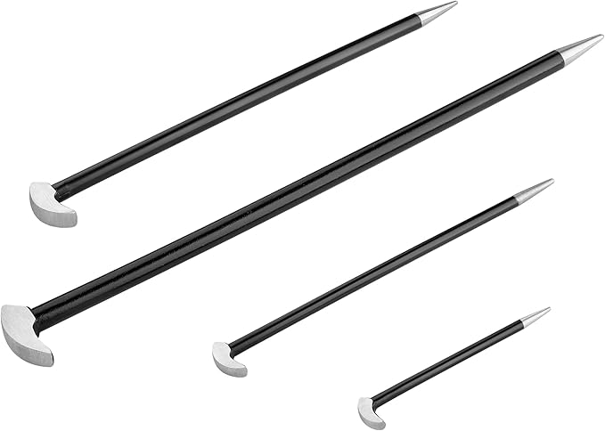 MAXPOWER 4 PCS Rolling Head Pry Bar Set 6 Inch 12 Inch 16 Inch 20 Inch