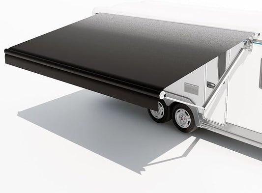 RV Awning Fabric Replacement,Camper Trailer Motorized Awning Replacement for Motorhome,Heavy Duty Weatherproof 18.5oz Outdoor Vinyl RV Canopy 17'(Fabric 16'2") Black Fade