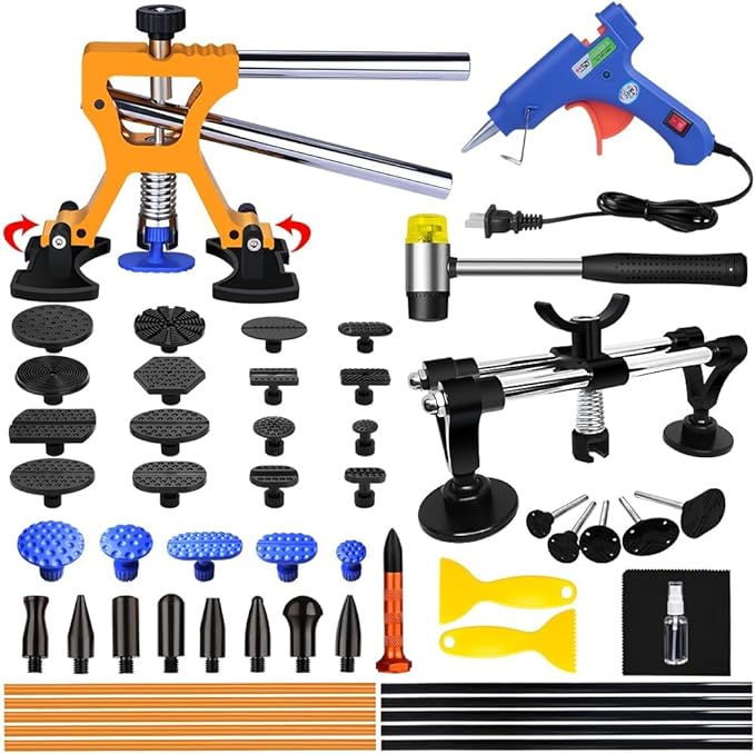 Car Dent Puller - Car Dent Removal, 52 PCS Paintless Dent Repair Kit with Double Pole Bridge Dent Puller for Car Dent Repair and Metal Surface Dent Removal