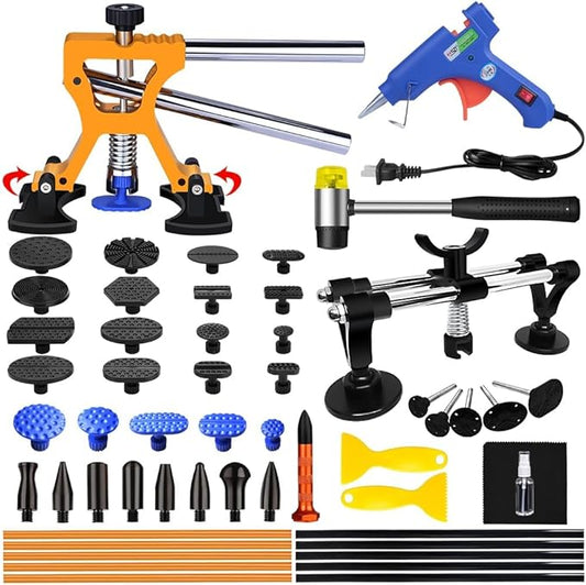 Car Dent Puller - Car Dent Removal, 52 PCS Paintless Dent Repair Kit with Double Pole Bridge Dent Puller for Car Dent Repair and Metal Surface Dent Removal