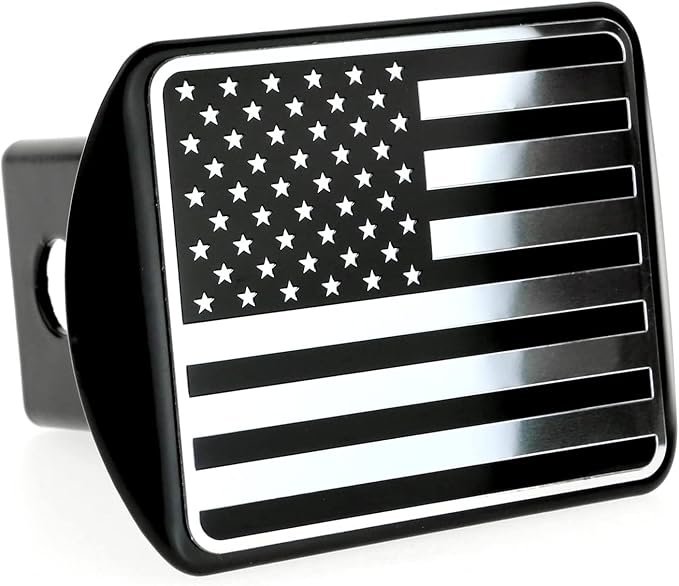 eVerHITCH USA Flag Metal Trailer Hitch Cover Plug (Fits 2" Receivers, Black & Chrome)