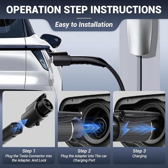 HiNADA Tesla to J1772 EV Charging Adapter, NACS to J1772 Converter, 80A/240V, IP55 Waterproof, Compatible with Tesla Wall Connectors, Destination Chargers, Mobile Chargers