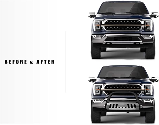 Armordillo 8705230 Classic Series Bull Bar - Matte Black with Aluminum Skid Plate Fits 2019-2021 Chevy Silveardo/GMC Sierra 1500