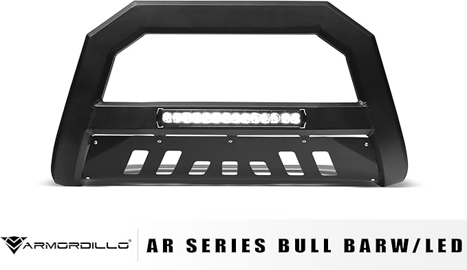 Armordillo 8705193 AR Series Aluminum Bull Bar with LED Light Bar - Matte Black Fits 2019-2021 Chevy Silveardo/GMC Sierra 1500