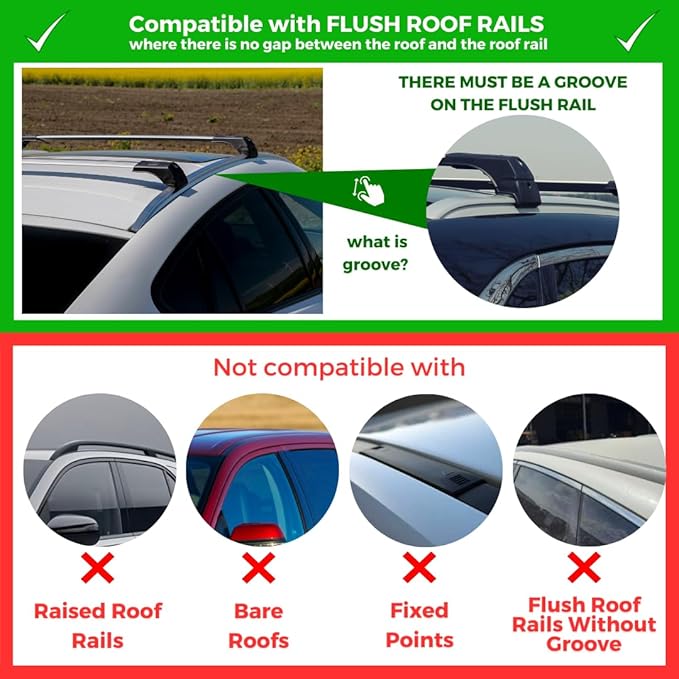 ERKUL Roof Rack Cross Bars for Lincoln Aviator 2020-2026 | Anti-Theft Lock Aluminum Crossbars for Rooftop, Cargo Carrier, Luggage, Kayak, Canoe, Bike | Silver