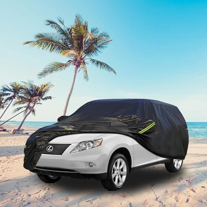 KouKou Waterproof SUV Car Cover Suitable for Lexus RX300/330/350/350L/450 from 2003 to 2025, 7 Layers Windproof All Weather Waterproof Outdoor Cover Sun Rain UV Dust Snow Protection. Black