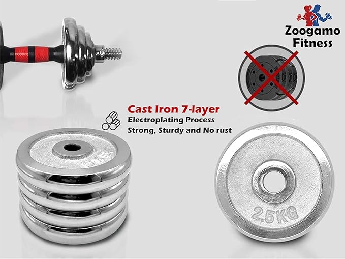 Adjustable Dumbbells Cast Iron Set Weight to 66Lbs / 44LBS, Free Weight with Connecting Rod Used As Barbell, for Men and Women Home Gym Work Out Training Fitness Equipment All-Purpose