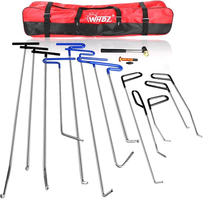 WHDZ Paintless Dent Repair Rods 16pcs Auto Body Dent Repair Hail Damage Removal Tools Paintless Dent Repair Rods Tool for Car Dent Ding Removal