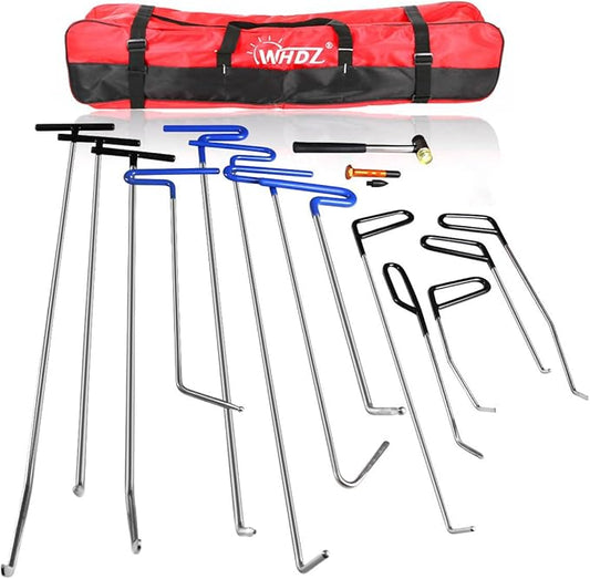 WHDZ Paintless Dent Repair Rods 16pcs Auto Body Dent Repair Hail Damage Removal Tools Paintless Dent Repair Rods Tool for Car Dent Ding Removal