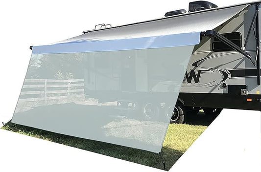 Tentproinc RV Awning Sun Shade Screen 8' X 14' 3'' (Fit for 15' Awning) Mesh Screen Sunshade for Camper Trailer Motorhome Awning Shadescreen UV Blocker Sunscreen - 3 Year Warranty (Gray)