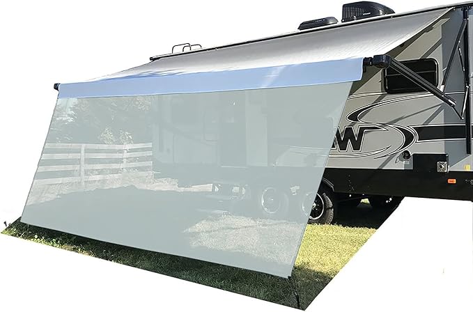 Tentproinc RV Awning Sun Shade Screen 8' X 13' 3'' (Fit for 14' Awning) Mesh Sunshade for RV Awning Sunscreen Motorhome Camper Trailer Awning Screenshade Block UV Glare - 3 Year Warranty (Gray)