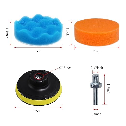 Car Polishing Buffing Kit 3Inch Drill Buffing Pad Buffing Pads, Wool Pads, Drill Attachments, Polishing & Buffing Wheels. for Headlights & Car Body. 11 Pcs Car Foam Car Wax & Buffer Kits