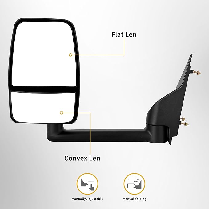 DWVO Towing Mirror Compatible with 2003-2019 Chevy Express GMC Savana 1500 2500 3500, Side Mirror with Manual Folding Manual Adjustment