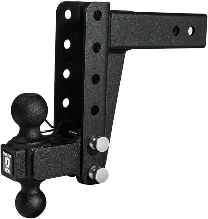 BulletProof Hitches - 2.5" Adjustable Medium Duty Trailer Hitch (14,000 lb. Rating) - 6" Drop/Rise Trailer Hitch with 2" & 2-5/16" Dual Ball - Powder Coat, Box Steel, Corrosion-Resistant