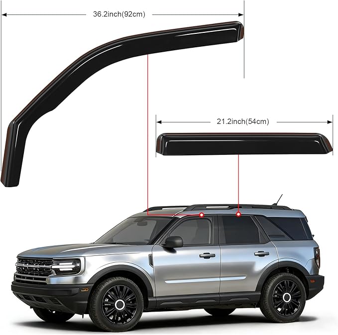 Nilight in Channel Rain Guards for Ford Bronco Sport 2021 2022 2023 2024 Original Window Deflectors,Vent Window Visors-4PCS