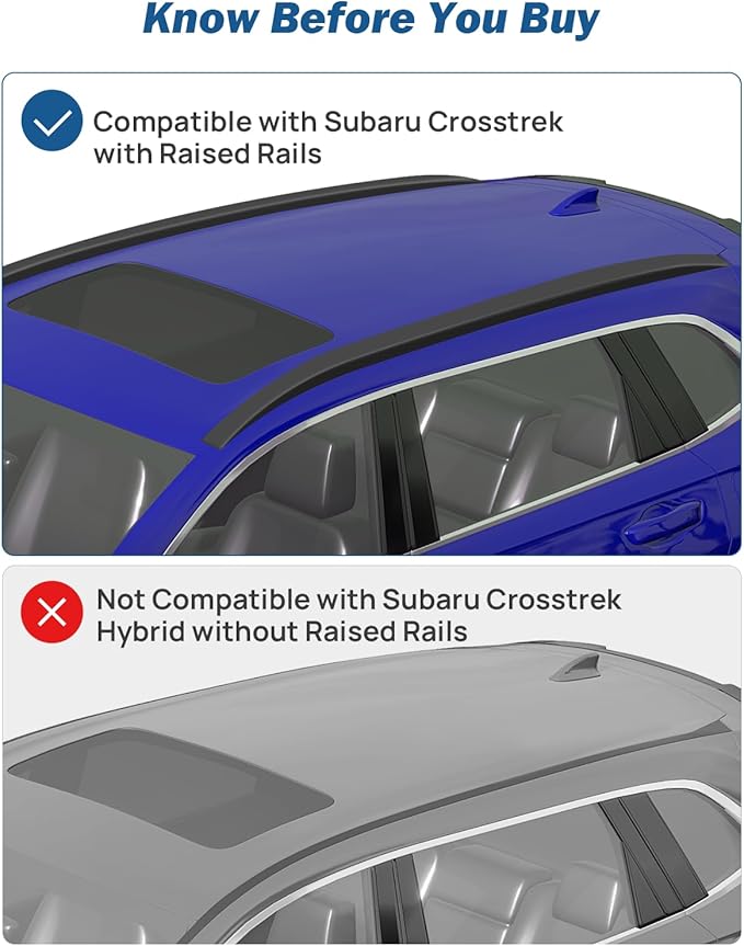 JOYTUTUS Lockable Car Roof Rack Cross Bars Compatible with Subaru Crosstrek 2018-2023 / Impreza 2017-2023, 220LB Aluminum Crossbars for Roof Racks Suitcases Kayaks Canoes Bikes Skis Snowboard