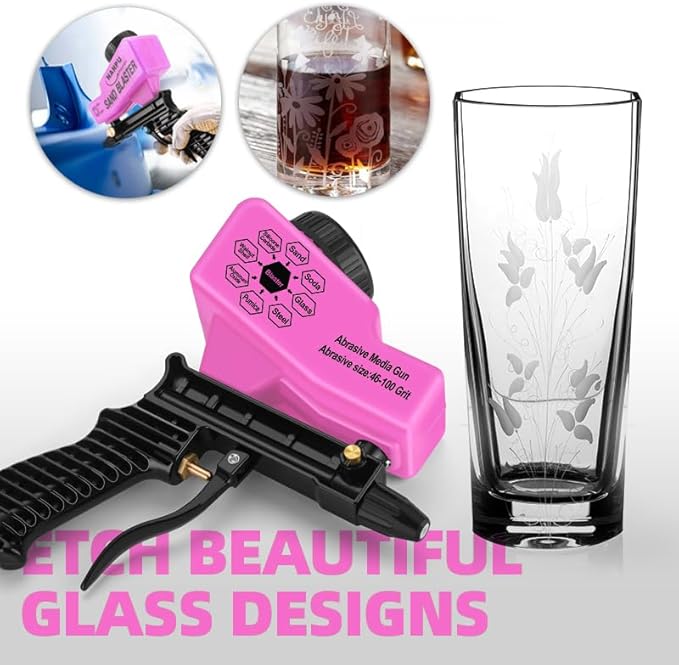 NANPU Light-Duty Air Sandblaster Gun Kit with Gravity Feed, Ceramic Nozzle, Metal Body, for Small Project Surface Prep, Paint & Rust Removal, Metal/Wood/Glass Etching, Requires Air Compressor