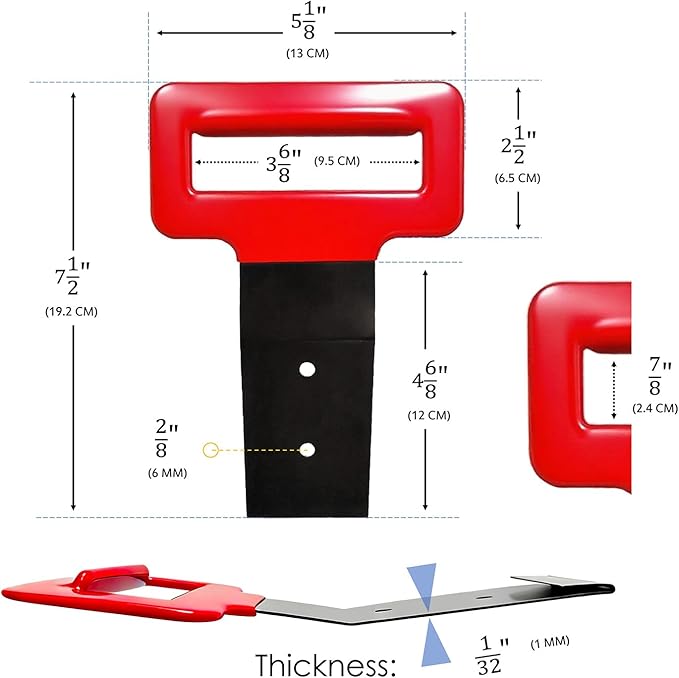 QMARK Window Belt Molding Remover Tool, Black Powder-Coated Metal with Red Soft Grip Handle, Universal Fit