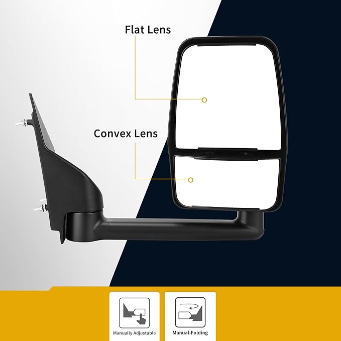 DWVO Side Towing Mirrors Compatible with 03-19 Chevy Express GMC Savana 1500 2500 3500, Right Passenger Mirror with Manual Adjustable Manual Folding