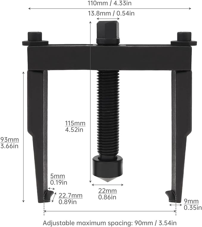 ChgImposs Universal Two Jaw Carbon Steel Bearing Puller for Flywheel/Removal Small Bearing/Timing Belt Pulley with Chrome Vanadium Steel Support Foot, Heavy Duty Bearing Removal Tool