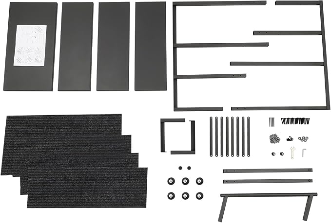 Updated Hot tub Steps & RV Steps with Single Side Handrail, 4 Steps Mobile Home Stairs Steps with 4Pcs Anti Slip Step Mats Heavy Duty Stairs for Travel Trailer, Motor Home, Camper