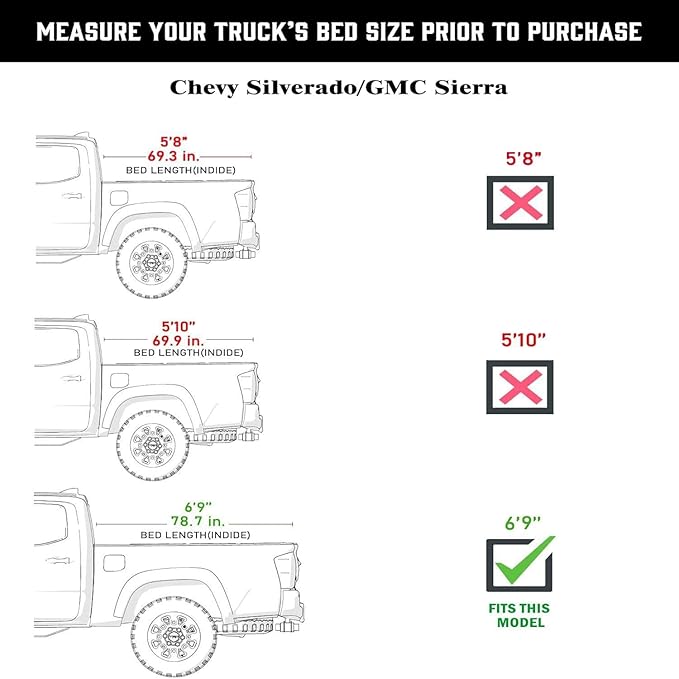 Low Profile Hard Folding Truck Bed Tonneau Cover Fits 2020-2026 Silverado/Sierra 2500 3500 HD New Body Style 6.9FT Bed (82.2")