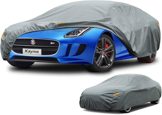 Kayme Heavy Duty Car Cover Custom Fit Jaguar F-Type, Waterproof All Weather for Automobiles, Full Exterior Covers Rain Sun UV Protection.