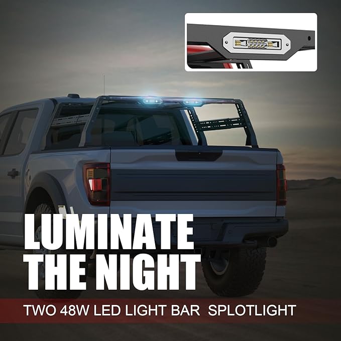 Extendable Truck Bed Cargo Rack, Overland Bed Rack Cargo Carrier Bracket For F-150/F-250/F-350, Ranger, Raptor, Silverado & Serria, Colorado & Canyon, Ram 1500/2500/3500, Tacoma, Frontier, Gladiator