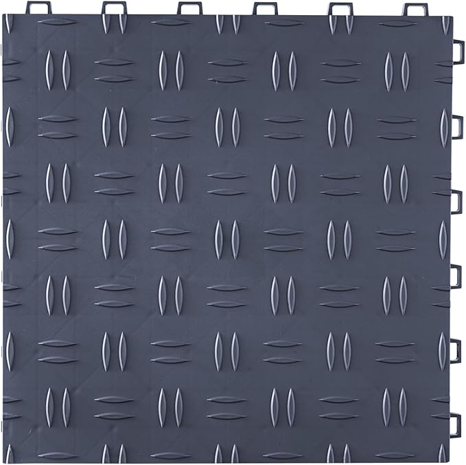 VEVOR Garage Tiles Interlocking, 12 x 12 x 0.53 inch 50 Pack Garage Floor Covering Tile, Non-Slip Double-Sided Texture Garage Flooring Tiles, for Garages, Basements, Repair Shops, Graphite Gray