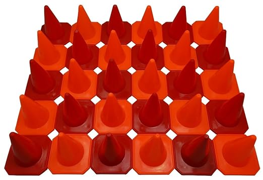 Bluedot Trading 4” Plastic Sports Cones | Agility Cones Games, RC Racing, Outdoor Activities, Soccer Training, Party Games & Decorations - Orange & Red Cones – Set of 30