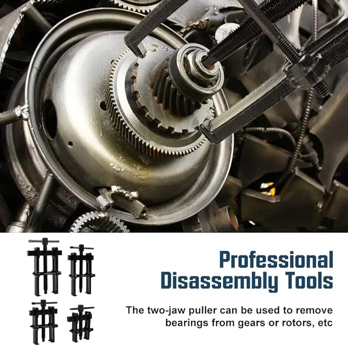 4 Bearing Puller 2'' 3'' 4'' 6'' with 2 Jaws Bearing Puller Tool Adjustable, Chrome Vanadium Steel Bearing Gear Puller Kit Hand Remover Tool Pump Pulley Remover for Wheel, Motorcycle, Bearings, Gears