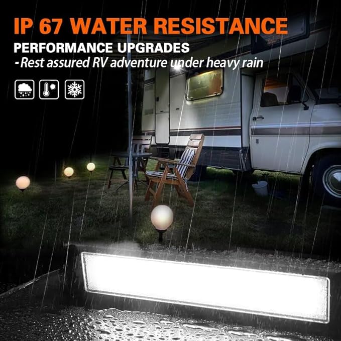 13" Exterior LED Flood Lighting Fixture,12V LED RV Porch Light Aluminum Exterior Lights, 6000K Super Bright for RVs Trailers Camper Truck Porches Towing