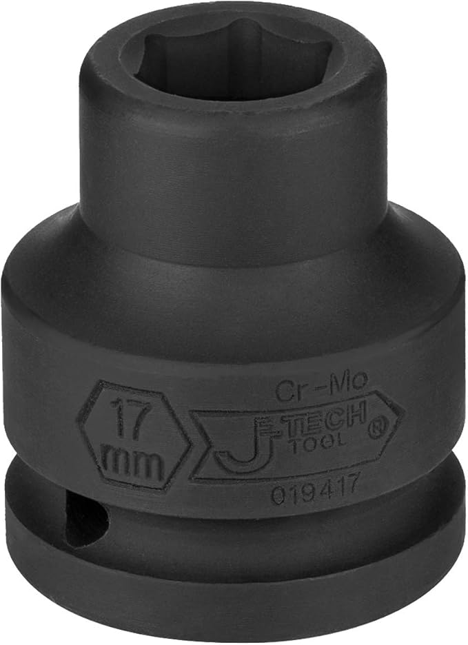 Jetech 3/4 Inch Drive 17mm Standard Impact Socket, Made with Chrome Molybdenum Alloy Steel, Heat Treated, 6-Point Design, Metric