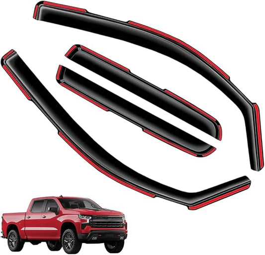 in-Channel Window Visors Rain Guards FIT (2023-2025) – 4-Piece in-Channel Dark-Smoke Polycarbonate Vent Deflectors