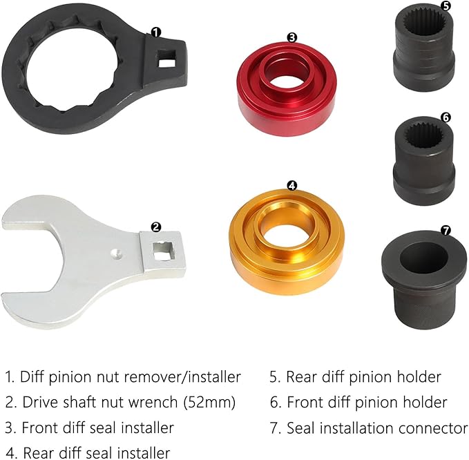 DPTOOL Rear Drive Axle Differential Remover Installer Tool Kit Rear Differential Pinion Seal Tool Compatible with Land Rover Jaguar 3.0 5.0T Replace JLR-205-993 205-994 205-995 205-996 205-997 205-998