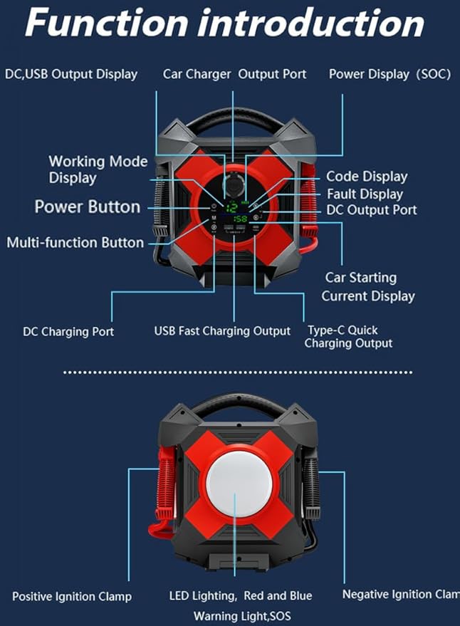 Heavy Duty Jump Starter,DM1264 30000A 12V Battery Jumper Starter Portable,-40F° Start Battery Booster Pack for Semi Truck Gasoline and Diesel Engines Up to 99L,Class8