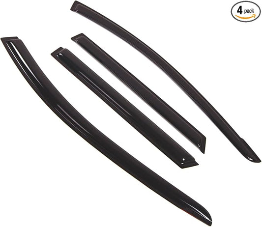 TuningPros Outside Mount Window Vent Visors Rain Guards Compatible with Pontiac Vibe 2009-2010 | Side Window Wind Deflectors Rain Shields | Smoke Tinted, 4 Pcs Set, DGWV-375-2