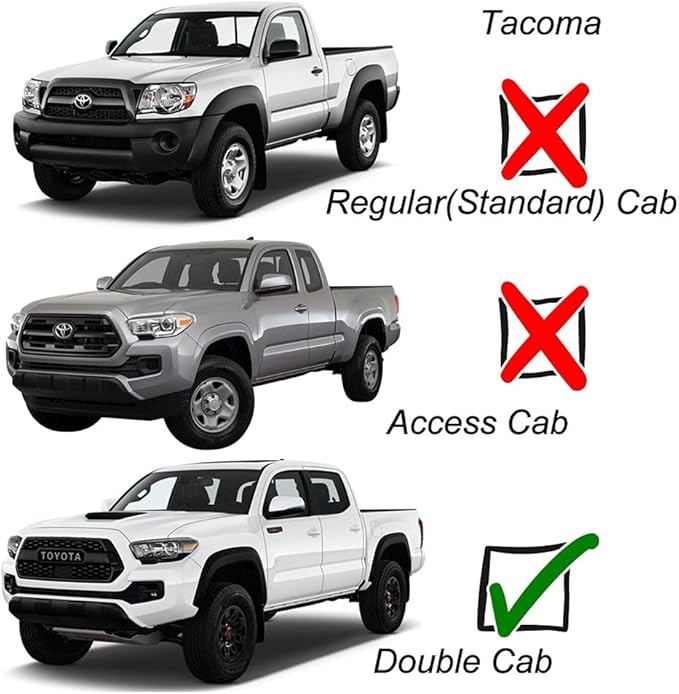 94056 Side Window Wind Deflector, 4pcs Out-Channel Tape-On Nice Rain Guards Set, Window Visor fit for 2005-2015 Toyota Tacoma Double Cab with 4 Full Size Doors