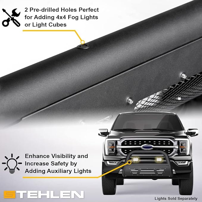 Stehlen 714937183001 Compatible with 2005-2021 Frontier / 2005-2007 Pathfinder / 2005-2015 Xterra 3" Studded Mesh Series Bull Bar - Matte Black
