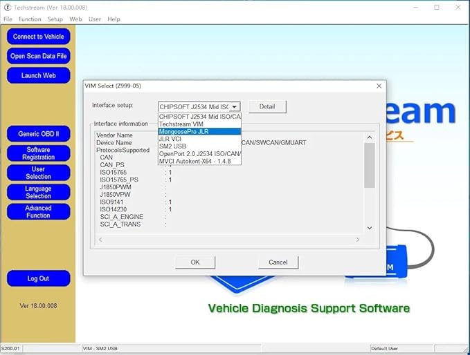 Mini for VCI J2534 Cable V18.00.008 Latest Version, OBD2 Connector Scanner Adapter Fit for TIS Techstream Programming Diagnostic Cable, Support Win XP WIN7 WIN10