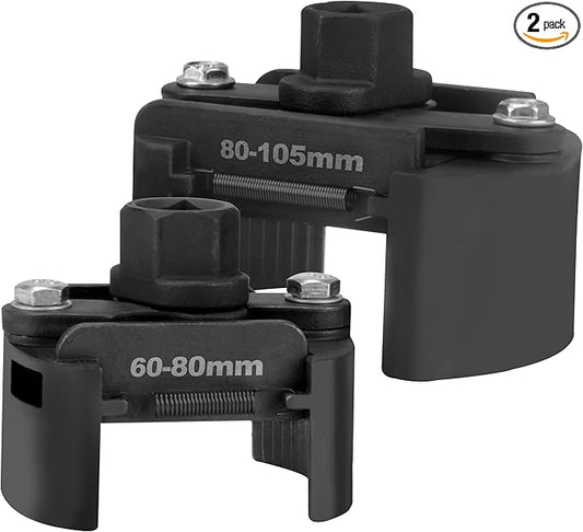 Adjustable Oil Filter Wrench 2 Pcs, 60-80 & 80-105 mm (2.36-3.15 & 3.15-4.13 inch), Heavy Duty Universal Oil Filter Removal Tool 1/2 inch Drive, Cap Style Oil Filter Tool Perfect Fits